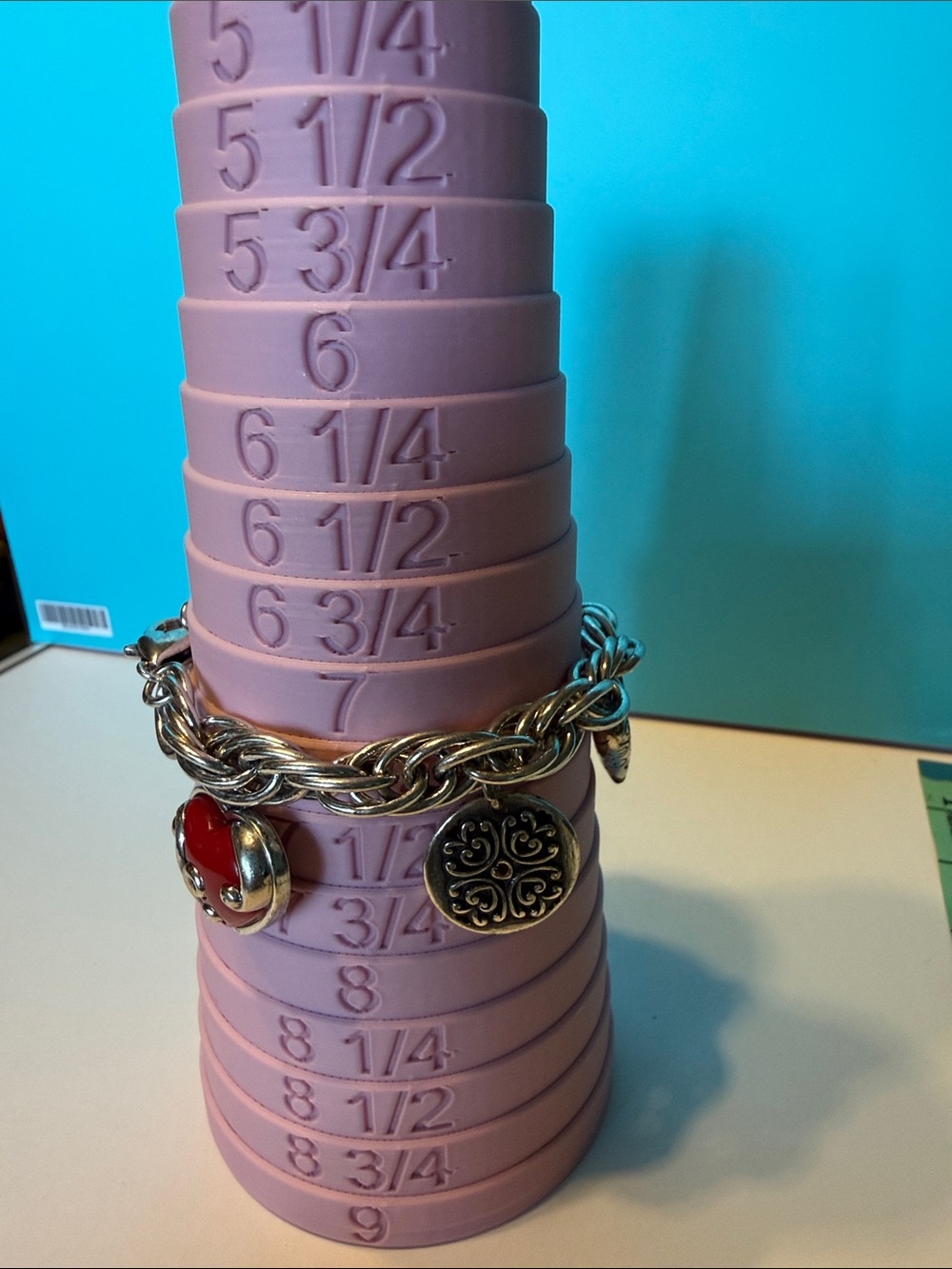 Brighton Silver-Tone Charm Bracelet with Red Accent